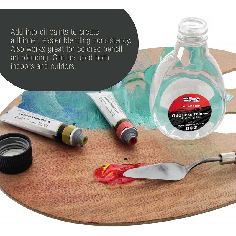 U.S. Art Supply 무취 미네랄 스피릿 시너, 500ml / 16.9 액량 온스