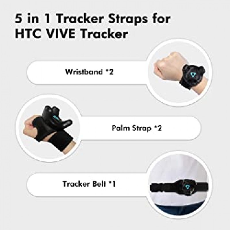 Swehoo Vive Tracker 래커 벨트 스트랩  핸드 풋 밴드 HTC Vive Tracker용 (트래커 벨트+2 팔찌 스트랩+2 팜 스트랩)  5 in 1
