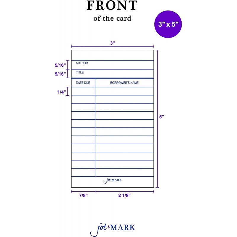 Jot & Mark 북 카드 포켓과 카탈로그 체크아웃 카드가 포함된 라이브러리 키트 100개