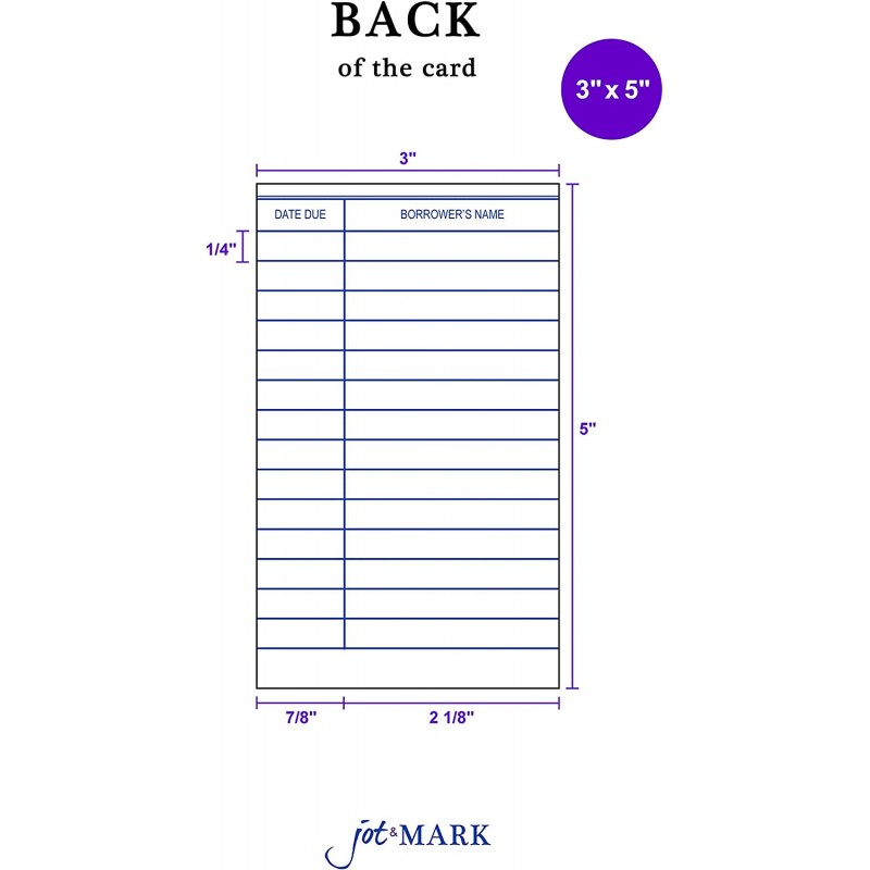 Jot & Mark 북 카드 포켓과 카탈로그 체크아웃 카드가 포함된 라이브러리 키트 100개