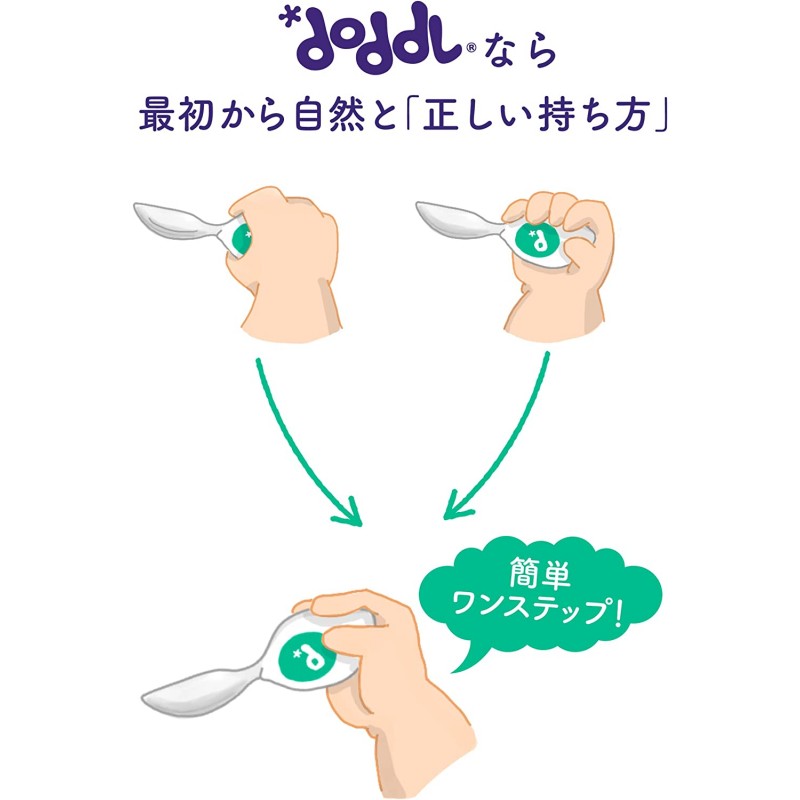 이유식 아기 숟가락 포크 doddl  스푼 포크 2 점 세트 아쿠아 그린