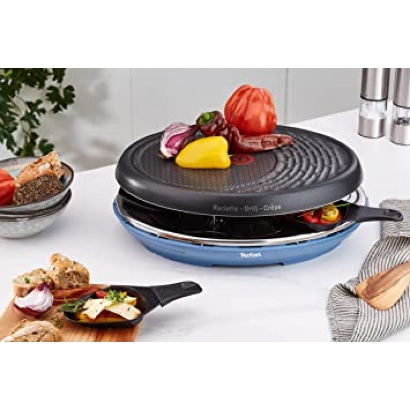 테팔 Raclette Colormania 3-in-1 라끌렛 및 크레이프 그릴 논스틱 ​​코팅 1050W RE310401