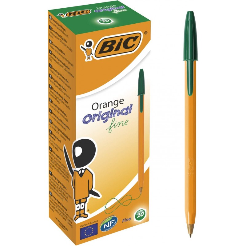 BIC 오렌지 오리지널 볼펜 0.8mm 20개입 그린 Cristal Fine Ball Pen