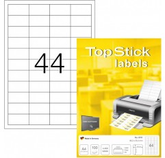 TopStick 8731 다목적 라벨, A4 용지당 44개 라벨, 48.3 x 25.4mm, 4400개 라벨, 접착식 흰색