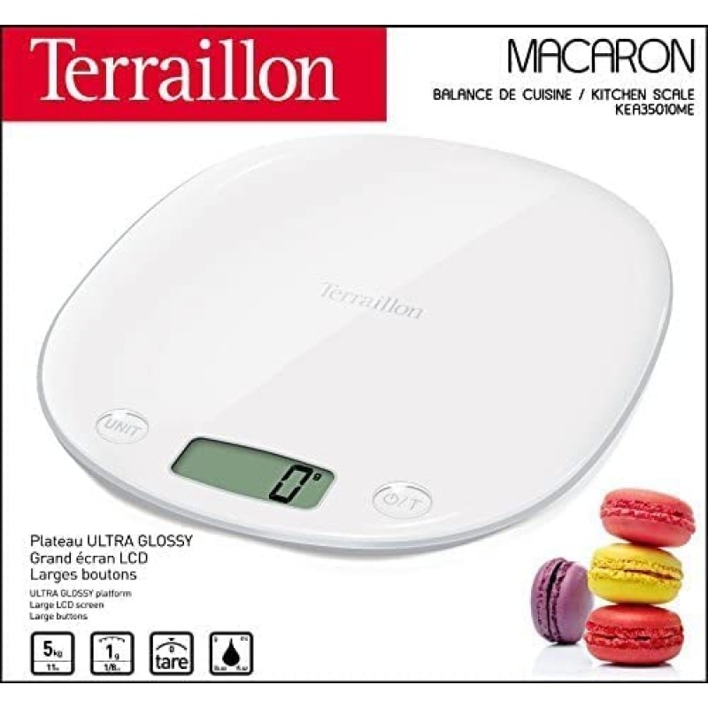 Terraillon 13691 전자주방 저울 디스플레이 용기, 액체환산, 일체형 손잡이 계량범위 5kg