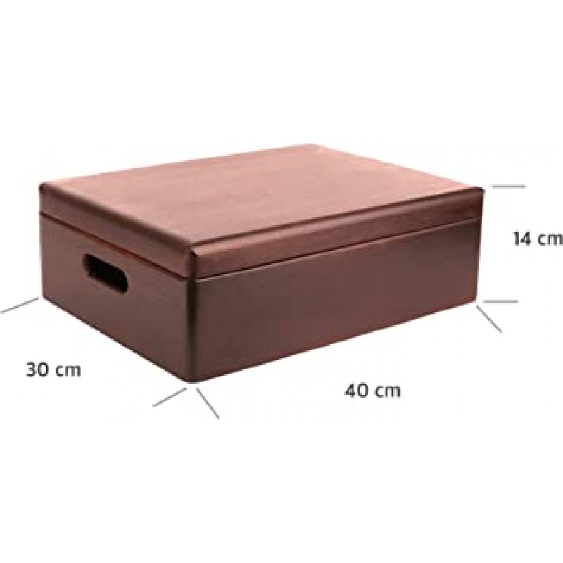 크리에이티브 데코 대형 나무 상자 보관을 위한 선물 상자 40 x 30 x 14 cm 경첩 뚜껑 및 손잡이 포함