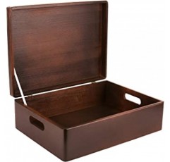크리에이티브 데코 대형 나무 상자 보관을 위한 선물 상자 40 x 30 x 14 cm 경첩 뚜껑 및 손잡이 포함