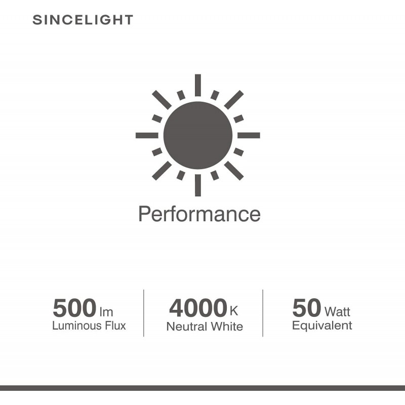 SINCELIGHT RA92 5W(500루멘) 50W 할로겐 뉴트럴 화이트(4000K) 밝기 조절 불가 LED 전구 6개 팩