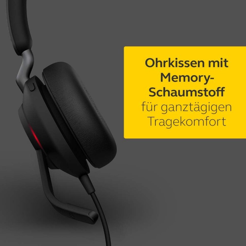 자브라 Jabra Evolve2 40 스테레오 헤드셋 블랙 - 잡음 제거 기능 헤드폰 USB-A 케이블