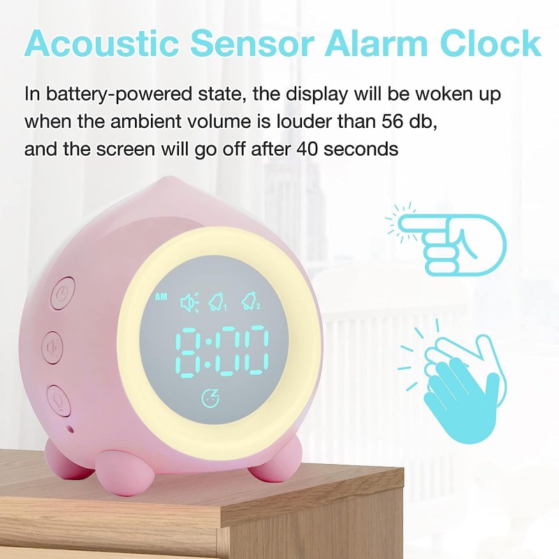 Tronisky 어린이 알람 시계 디지털, 일출 시뮬레이터, 다채로운 LED 조명이 있는 모닝콜 라이트