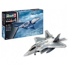 Revell 3858 미 공군 록히드 마틴 F-22A 랩터, DIY 항공기 모델 1:72, 10.5 액세서리