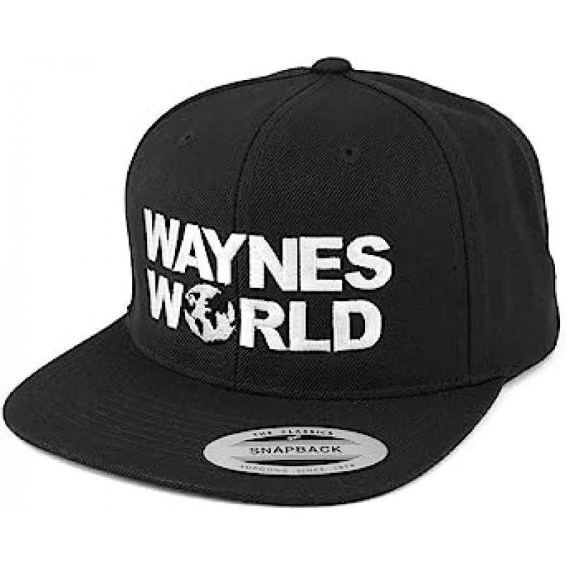 Flexfit Wayne's World 자수 플랫 빌 스냅백 캡