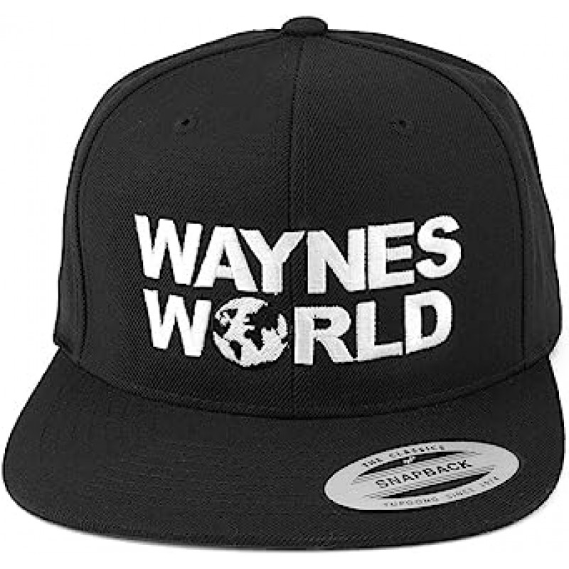 Flexfit Wayne's World 자수 플랫 빌 스냅백 캡