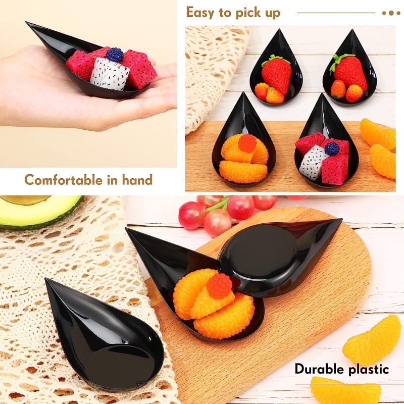 Gandeer 300 Pcs 10cm 눈물 방울 미니 전채 접시 플라스틱 숟가락 케이터링 용품