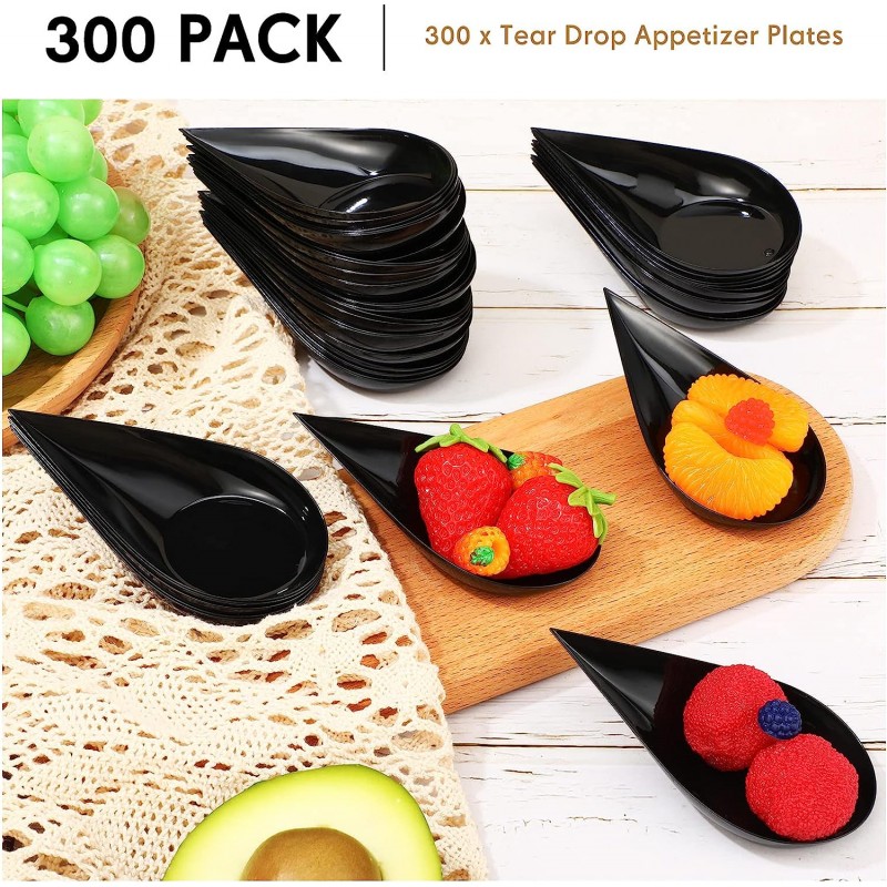 Gandeer 300 Pcs 10cm 눈물 방울 미니 전채 접시 플라스틱 숟가락 케이터링 용품