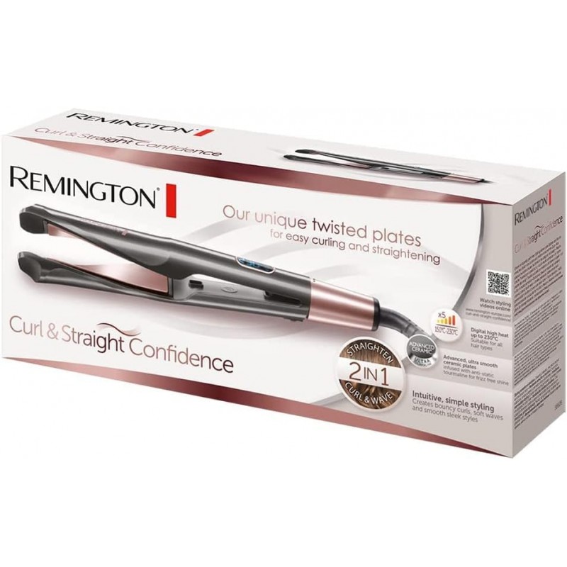 Remington 헤어 스트레이트너 2-in-1 컬 및 스트레이트 컬링 및 웨이브용 곡선형 스타일링