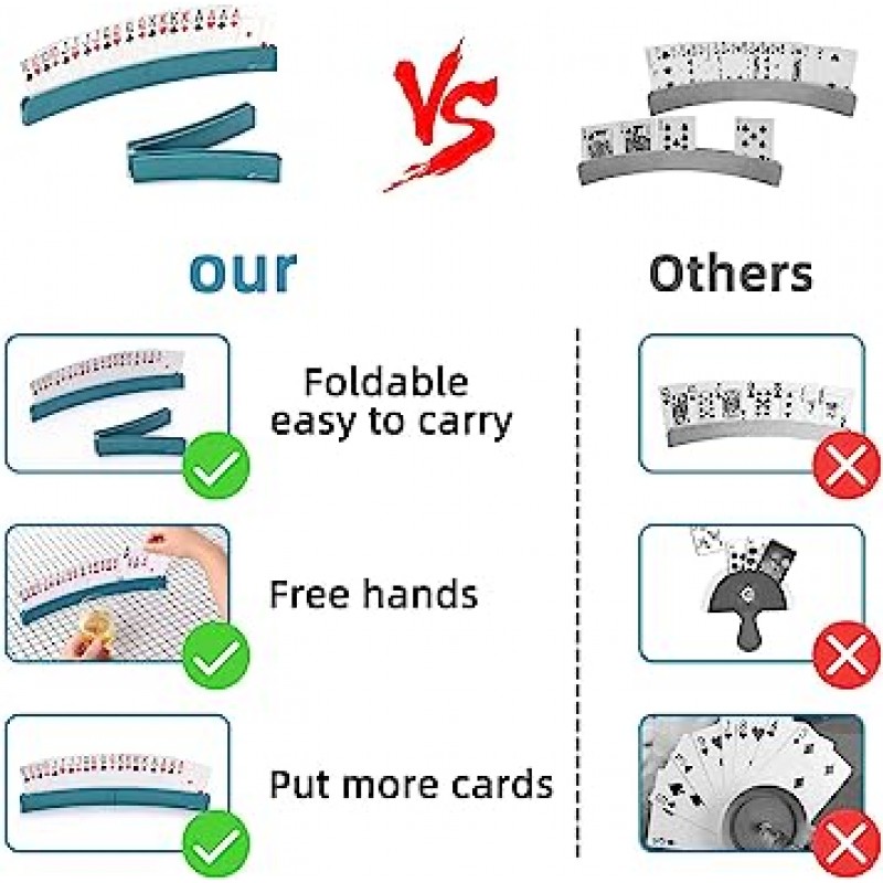 Fanwer 카드 소지자 (4세트) 핸즈프리 카드 놀이 어린이, 노인용 카드 게임