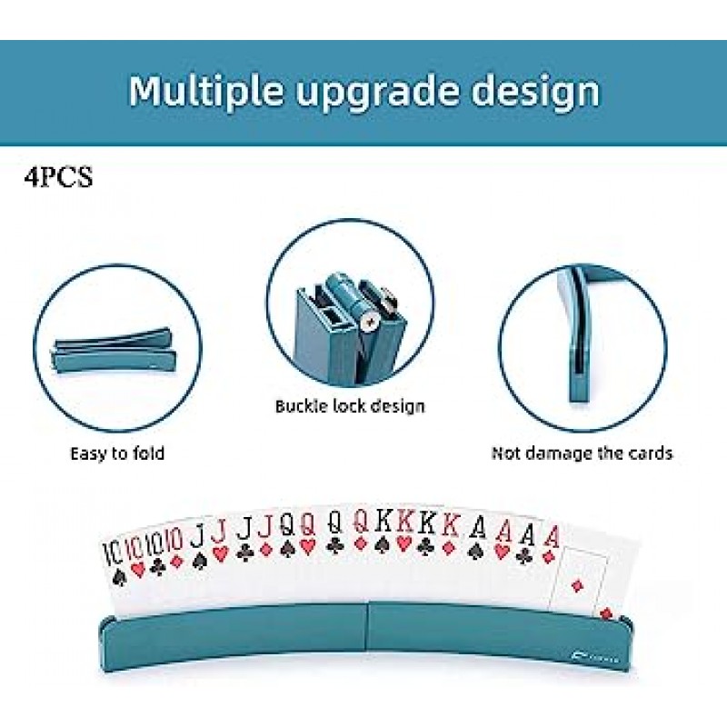 Fanwer 카드 소지자 (4세트) 핸즈프리 카드 놀이 어린이, 노인용 카드 게임