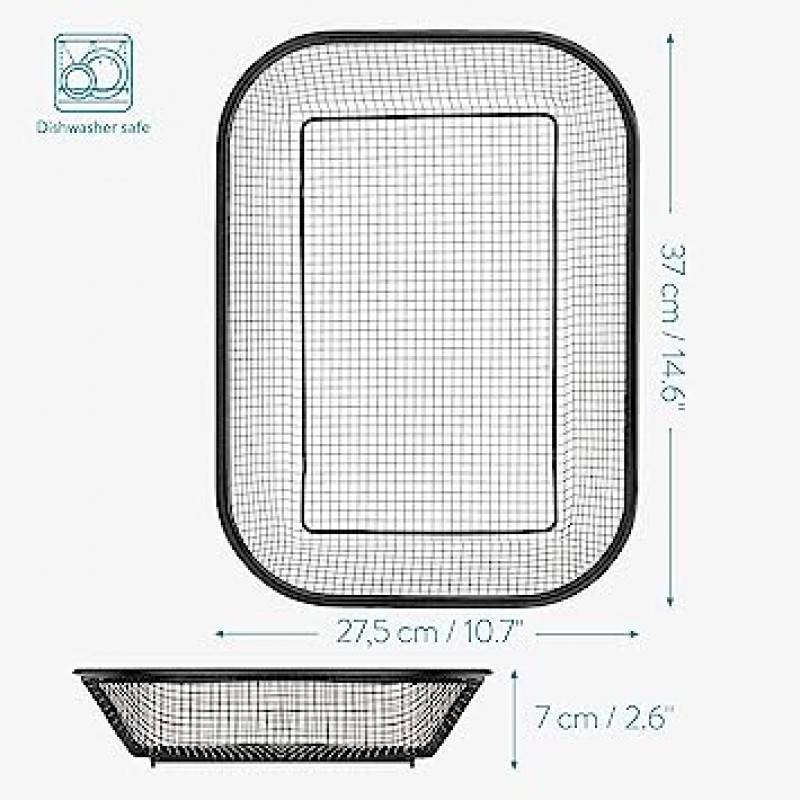 Navaris 그릴 바스켓 그리드 오븐용 37 x 27.50 x 7 cm 스테인 리스 스틸 그릴 바스켓