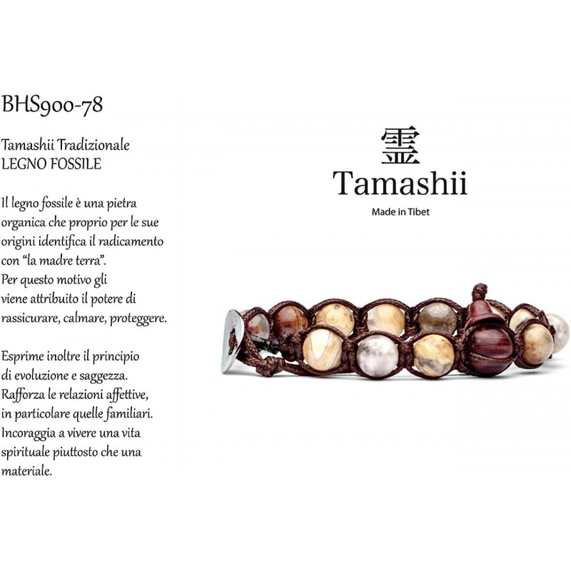 Tamashii 티베트 남녀공용 불교 화석 나무 팔찌 원사이즈 BHS900-78