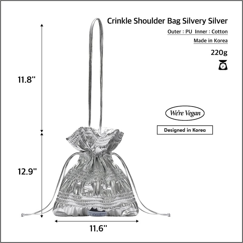 여성 및 여성용 KWANI Crinkle 숄더 토트 백