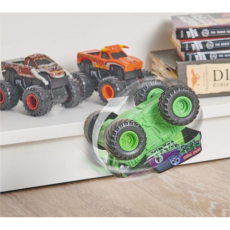 Monster Jam, 2팩 공식 Grave Digger 및 El Toro Loco Clip & Flip Monster Trucks, 1:43 스케일