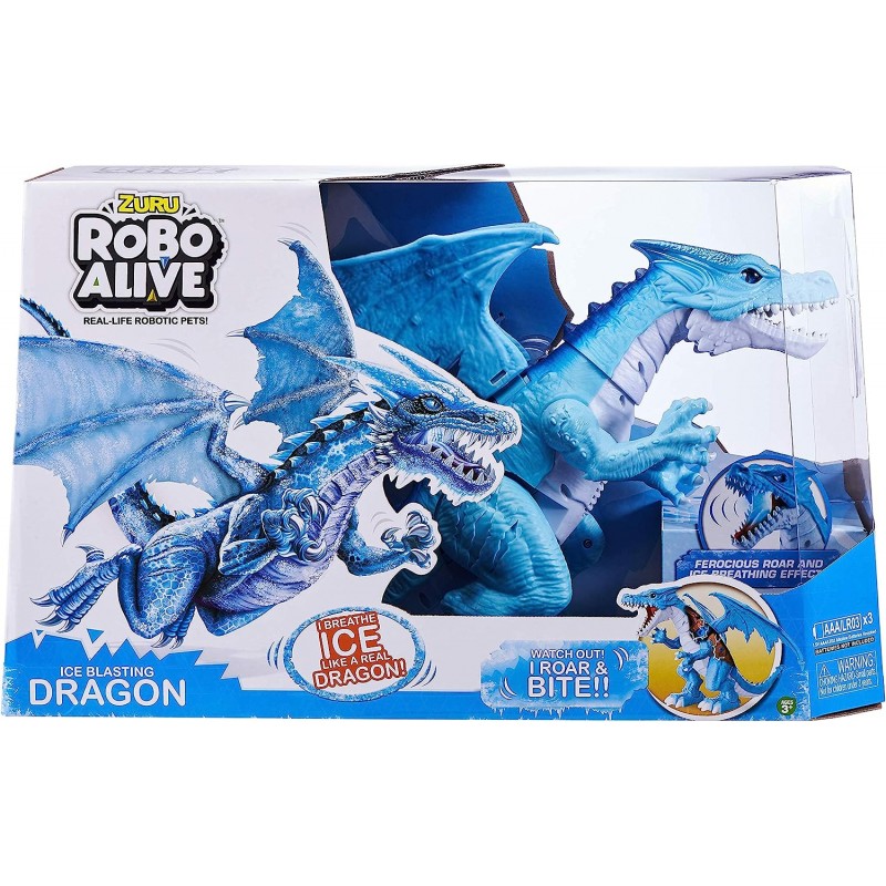 Robo Alive 로보 얼라이브 ZURU 36678 드래곤 블루 로봇 장난감 전자 드래곤