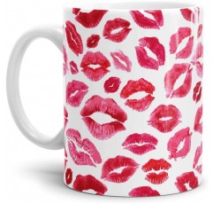 Tassendruck 타센드루크 머그컵 빨간 입술 키스 디자인 커피 머그 300ml