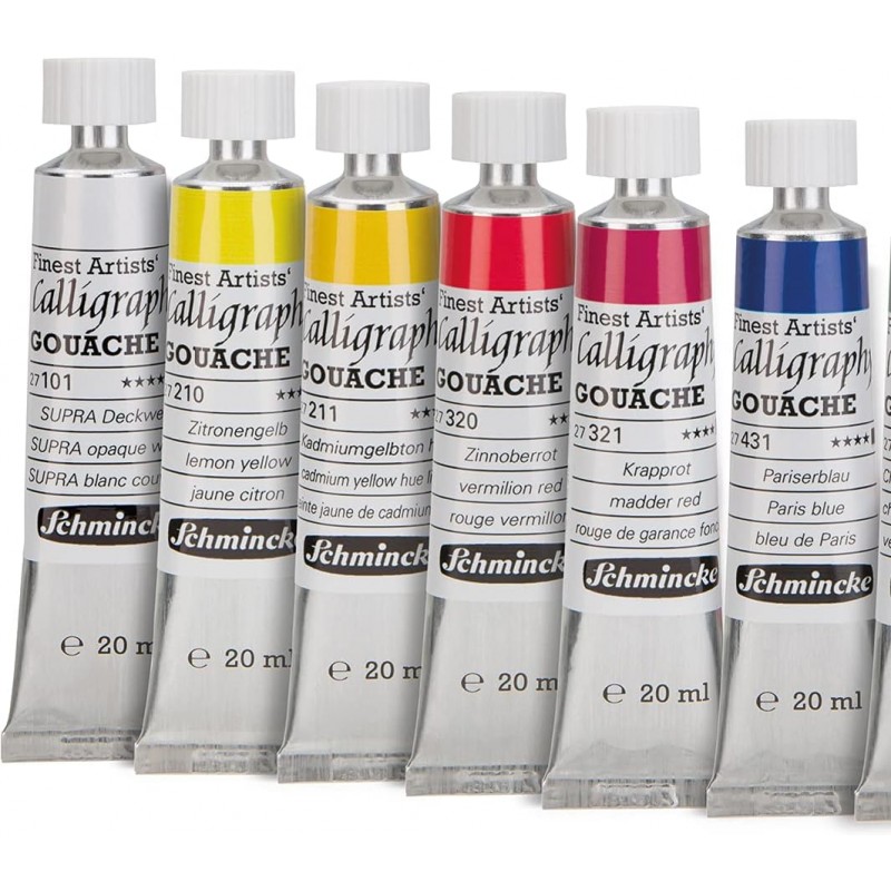 물감세트 schmincke 쉬민케 구아슈 12 x 20ml 나무 상자에 담긴 고급 캘리그래피 20ml(12개 팩)