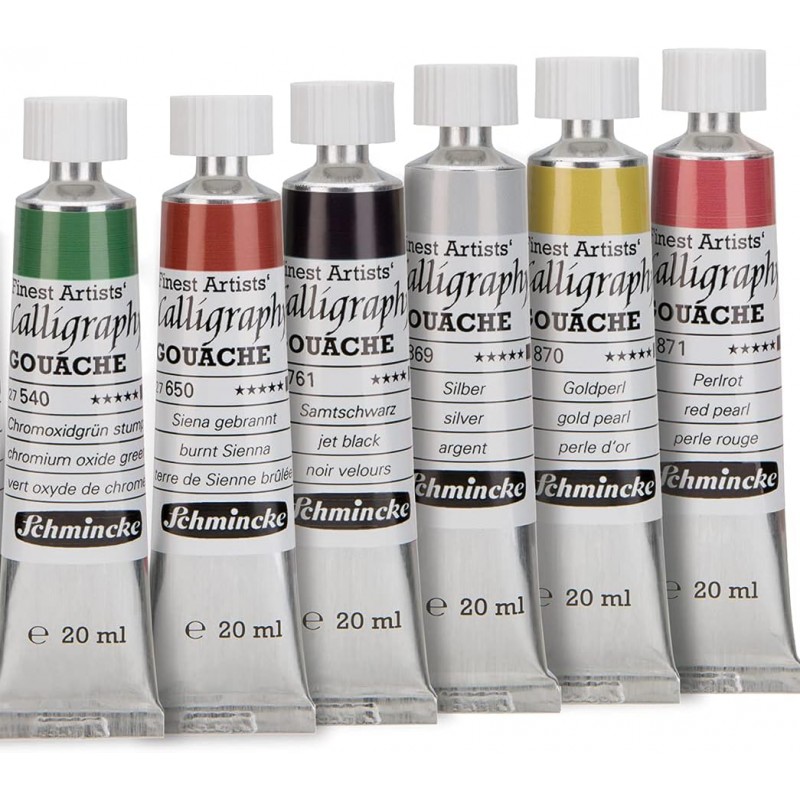 물감세트 schmincke 쉬민케 구아슈 12 x 20ml 나무 상자에 담긴 고급 캘리그래피 20ml(12개 팩)