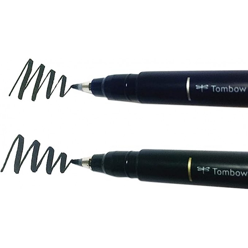 Tombow Fudenosuke 소프트 브러시 펜 검정 잉크 캘리그라피 드로잉 연습 붓 펜 62038 2팩