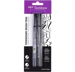 Tombow Fudenosuke 소프트 브러시 펜 검정 잉크 캘리그라피 드로잉 연습 붓 펜 62038 2팩