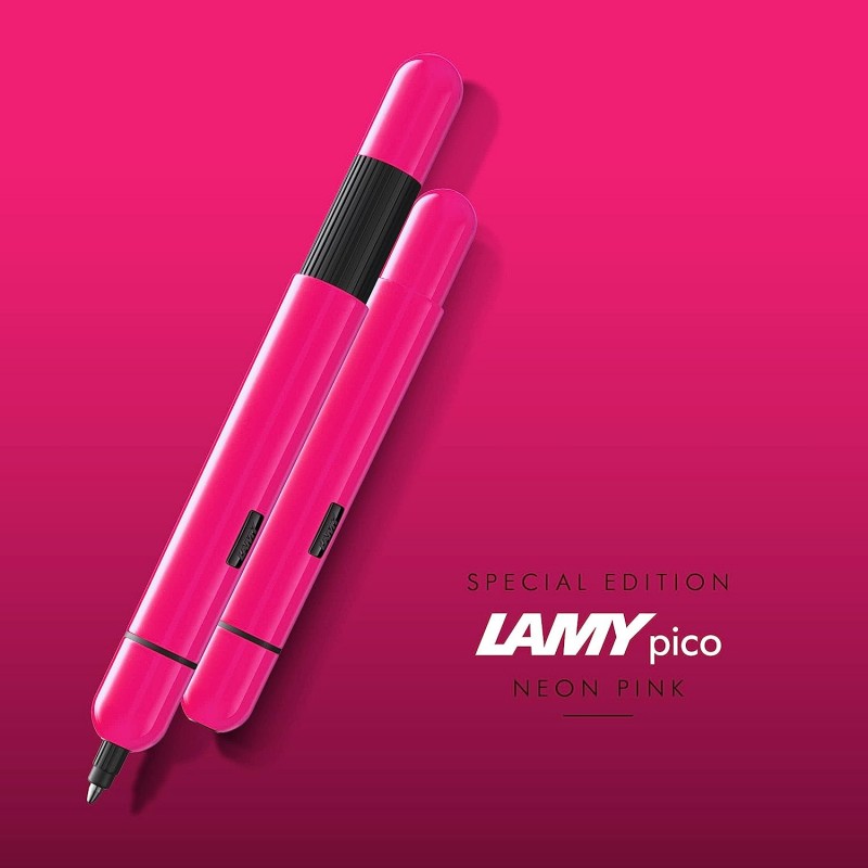 Lamy pico 288 볼펜 색상 네온 핑크의 혁신적인 금속 펜, 대용량 리필 포함 선폭 M