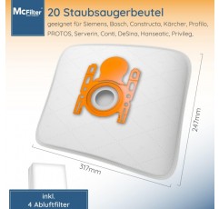Siemens Z4.0 Z 4.0 Z3.0 Z 3.0에 적합한 McFilter 20개 진공 청소기 백