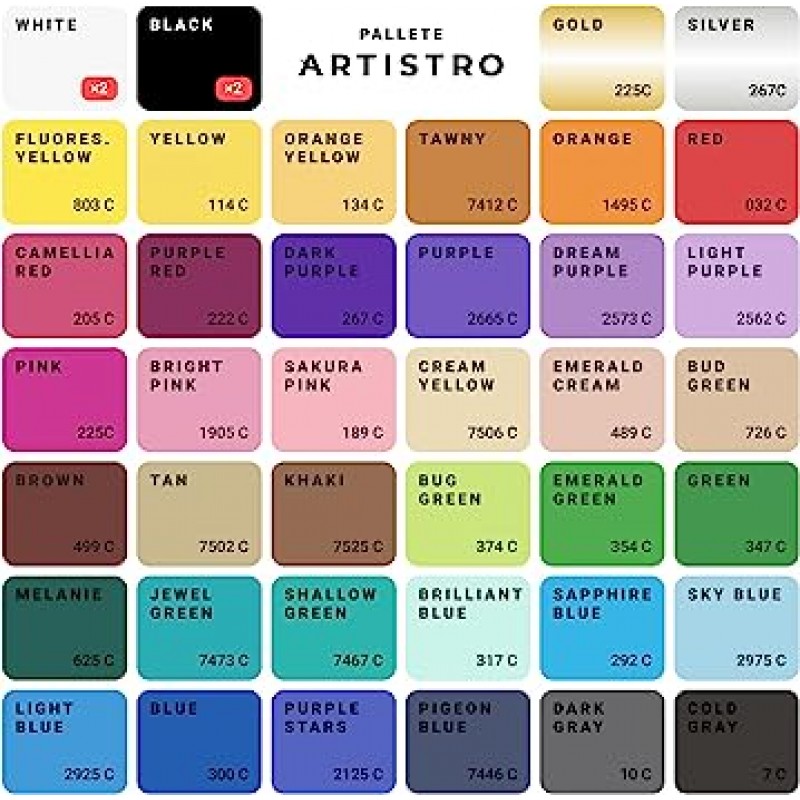 Artistro 42 컬러 아크릴 펜 페인팅 펠트 펜 캔버스용 0.7mm 엑스트라 파인 팁 나무, 유리, 세라믹