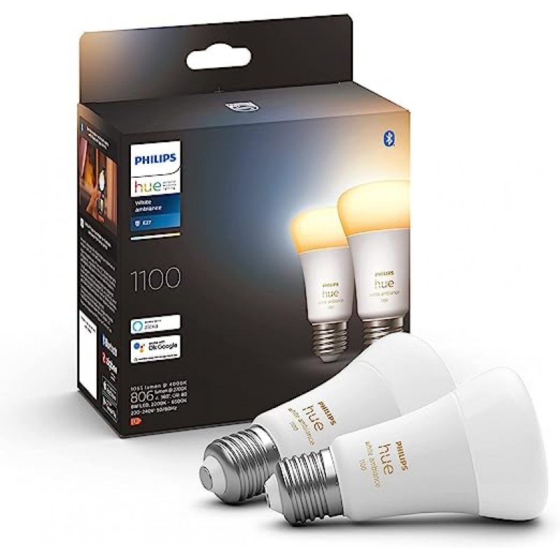 Philips Hue  필립스 휴 화이트 앰비언스 E27 전구 더블 팩 75W  2 x 800lm