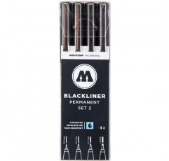 Molotow 몰로토우 블랙라이너 블랙 마커 브러쉬 - MO200486 2개 세트 선 폭 0.3mm - 1.0mm