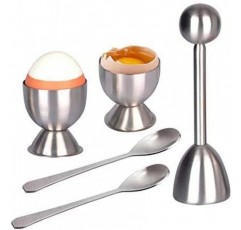 Queta 계란 홀더 주방 도구 나이프 및기구 키트 2스푼 2컵이 있는 삶은 계란 도구