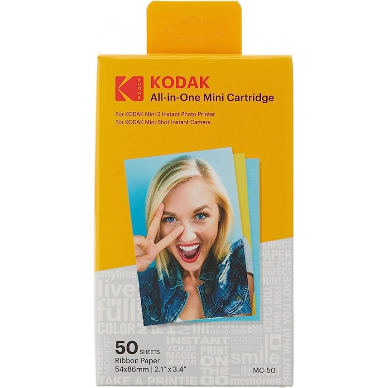 Kodak 미니 2 포토 잉크 카트리지 올인원 MC 리필 용지 54 x 86mm 50매