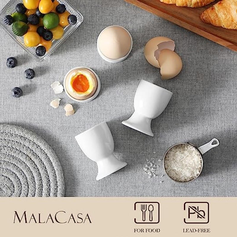 말라카사 ‎REGULAR-001 달걀 계란 홀더 12개 세트 도자기 에그 컵 크림 화이트