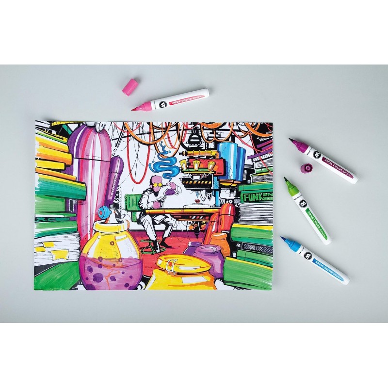 Molotow 200490 모로토우 아쿠아 컬러 브러쉬 세트 12색 브러시 펜 마커 기본 세트