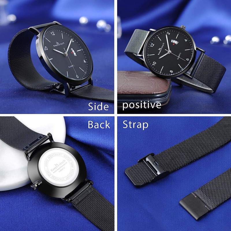 SUPBRO 남성용 패션 시계 크로노그래프 쿼츠 시계 방수 스포츠 메쉬 팔찌