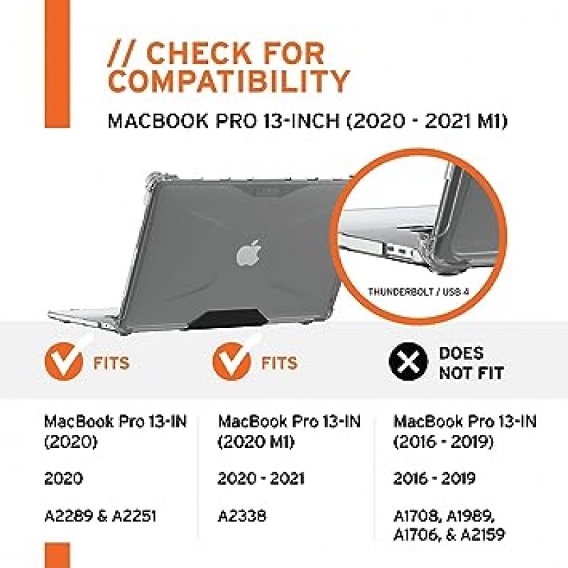 UAG MacBook Pro 13인치 케이스 2020-2021 M1, 2022 M2(A2289, A2251 및 A2338)용- 반투명