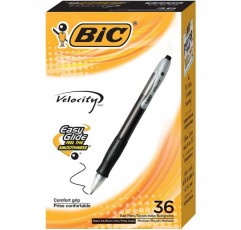 BIC Velocity 개폐식 볼펜, 미디엄 포인트(1.0mm), 블랙, 36개