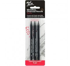 Mont Marte Charcoal Pencils 드로잉 숯 스케치 목탄 연필 세트 블랙 3피스