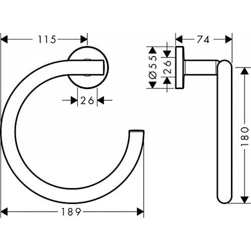 한스그로헤 41724000 욕실 수건걸이 링 Universal Towel Ring