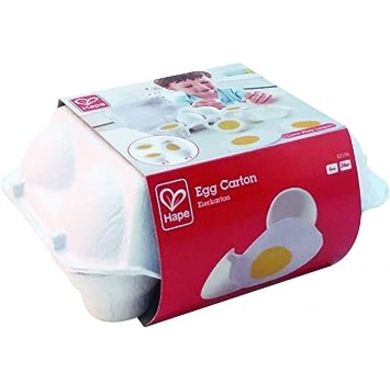 Hape EGG CARTON 껍질을 벗긴 단단한 완숙 계란 3개 계란 후라이 3개 교육용 장난감