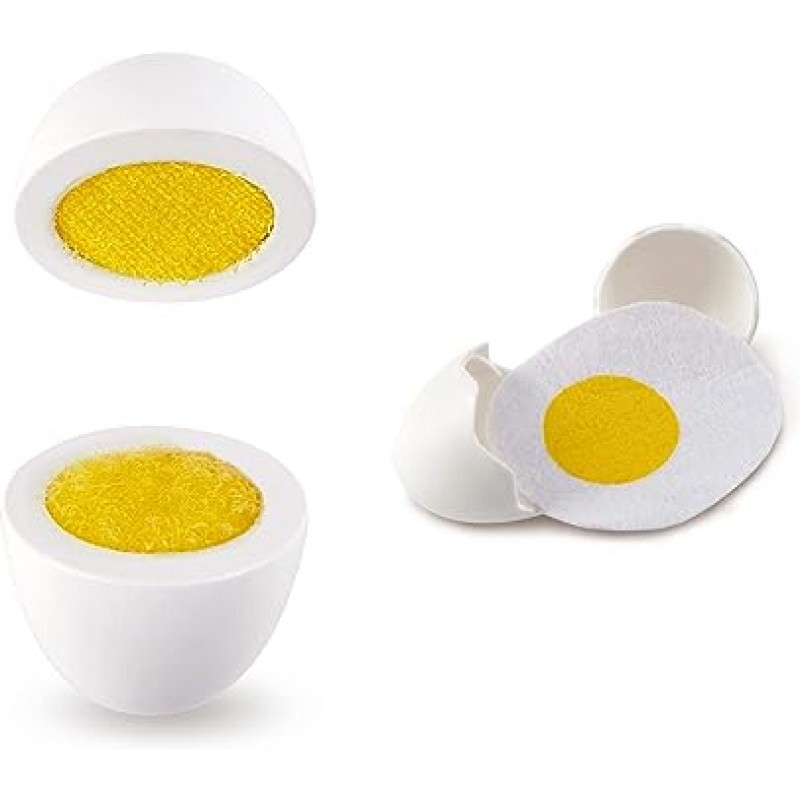 Hape EGG CARTON 껍질을 벗긴 단단한 완숙 계란 3개 계란 후라이 3개 교육용 장난감