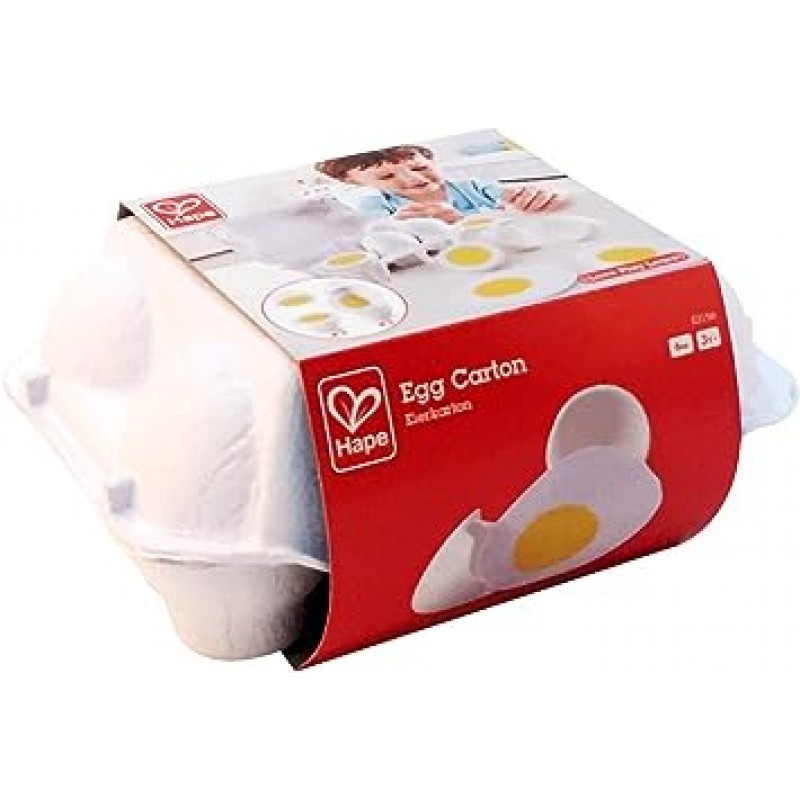 Hape EGG CARTON 껍질을 벗긴 단단한 완숙 계란 3개 계란 후라이 3개 교육용 장난감