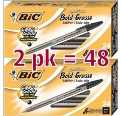 BIC- Cristal Bold, 1.6mm 볼펜, 블랙 - 24개 x2팩